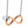 Womens Diamond Infinity Pendant Necklace 18K Two Tone Gold 18"