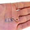 Womens Diamond Infinity Pendant Necklace 18K Two Tone Gold 18"