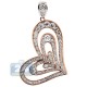 18K Rose White Gold 1.81 ct Diamond Layered Heart Pendant