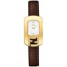 F300424521C1 Fendi Chameleon Diamond Yellow Gold Case Brown Leather Watch 18mm
