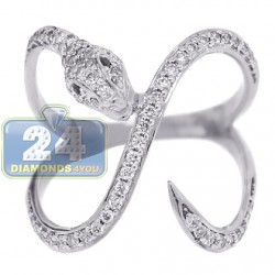 18K White Gold 0.54 ct Diamond Womens Winding Snake Ring