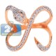 18K Rose Gold 0.54 ct Diamond Womens Winding Snake Ring