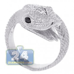 18K White Gold 0.40 ct Diamond Womens Snake Head Ring