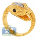 18K Yellow Gold 0.40 ct Diamond Womens Snake Head Ring