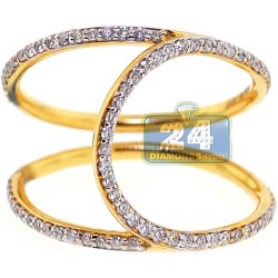18K Yellow Gold 0.70 ct All Way Diamond Womens Curve Ring