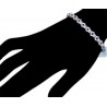 Womens Diamond Blue Sapphire Flower Bracelet 18K White Gold 7"