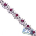 18K White Gold 8.29 ct Diamond Ruby Womens Tennis Bracelet