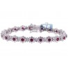 Womens Diamond Ruby Tennis Bracelet 18K White Gold 8.29 ct 7"