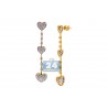 Womens Diamond Triple Heart Dangle Earrings 14K Yellow Gold