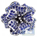 14K White Gold 2.74 ct Tanzanite Sapphire Womens Flower Ring