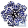14K White Gold 2.74 ct Tanzanite Sapphire Womens Flower Ring