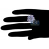 14K White Gold 2.74 ct Tanzanite Sapphire Womens Flower Ring
