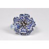 14K White Gold 2.74 ct Tanzanite Sapphire Womens Flower Ring