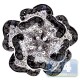 14K Gold 2.52 ct Black White Diamond Womens Flower Ring