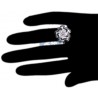14K Gold 2.52 ct Black White Diamond Womens Flower Cocktail Ring