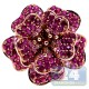 14K Rose Gold 2.81 ct Ruby Womens Flower Cocktail Ring