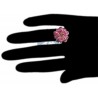 14K Rose Gold 2.81 ct Burgundy Ruby Womens Flower Cocktail Ring