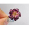 14K Two Tone Gold 2.78 ct Burgundy Ruby Womens Flower Cocktail Ring