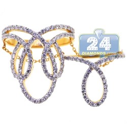 18K Yellow Gold 1.11 ct Diamond Womens Double Loop Ring