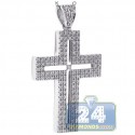 18K White Gold 0.77 ct Diamond Latin Cross Mens Necklace