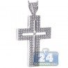 Mens Diamond Latin Cross Pendant Necklace 18K White Gold 0.77ct