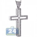 18K White Gold 0.46 ct Diamond Open Cross Womens Necklace