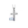 Womens Diamond Open Cross Pendant Necklace 18K White Gold .46ct