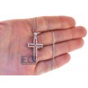 Womens Diamond Open Cross Pendant Necklace 18K White Gold .46ct