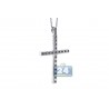 Womens Diamond Cross Pendant Necklace 18K White Gold 0.50ct
