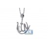 Womens Diamond Allah Islamic Necklace 18K White Gold 1.40ct 17"