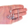 Womens Diamond Allah Islamic Necklace 18K White Gold 1.40ct 17"