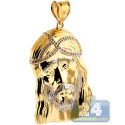 10K Yellow Gold Jesus Christ Face Mens Pendant 2 3/16 Inches