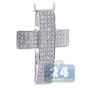 18K White Gold 1.71 ct Diamond Straight Cross Pendant Necklace