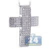 Mens Diamond Straight Cross Pendant Necklace 18K White Gold 17"