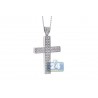 Mens Diamond Classic Cross Pendant Necklace 18K White Gold