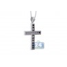 Mens Diamond Classic Cross Pendant Necklace 18K White Gold