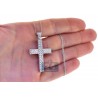 Mens Diamond Classic Cross Pendant Necklace 18K White Gold