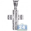 18K White Gold 0.12 ct Diamond Bold Cross Pendant Necklace