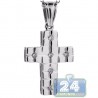 Womens Diamond Bold Cross Pendant Necklace 18K White Gold 0.12ct