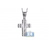 Womens Diamond Bold Cross Pendant Necklace 18K White Gold 0.12ct