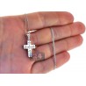 Womens Diamond Bold Cross Pendant Necklace 18K White Gold 0.12ct