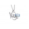 Womens Diamond Allah Pendant Necklace 18K White Gold 0.25ct