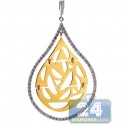 18K Two Tone Gold 0.59 ct Diamond Moon Islamic Drop Pendant