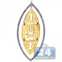 18K Two Tone Gold 0.51 ct Diamond Islamic Teardrop Pendant
