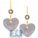 14K Yellow Gold 3.10 ct Diamond Womens Dangle Heart Earrings