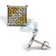 14K White Gold 0.72 ct Yellow Diamond Mens Stud Earrings