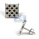 10K White Gold 0.75 ct Black Diamond Chess Mens Stud Earrings