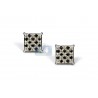 Mens Black Diamond Chess Stud Earrings 10K White Gold 0.75 ct
