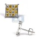 14K White Gold 0.35 ct Yellow Diamond Chess Mens Stud Earrings