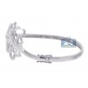 Womens Diamond Flower Bangle Bracelet 14K White Gold 1.24 Carat